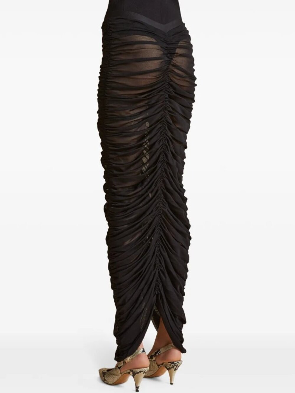 KHAITE Laure Ruched Silk Skirt - Picture 6 of 14